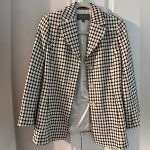 Ann Taylor Black and Cream Checkered Coat
